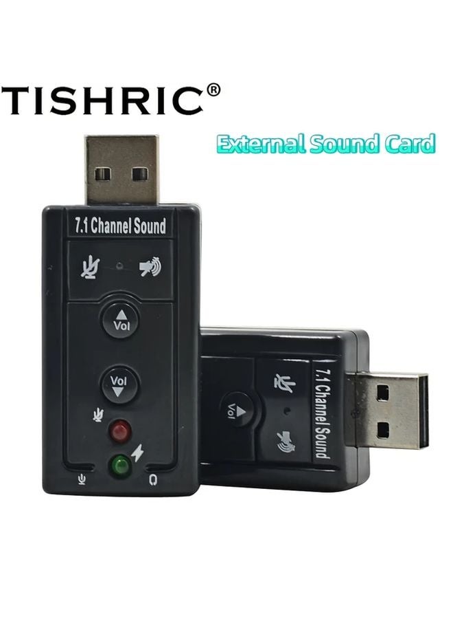 Black USB 7 1 Channel Sound Card with 3D Effects Virtual Audio Adapter for PC Laptop - Image 2