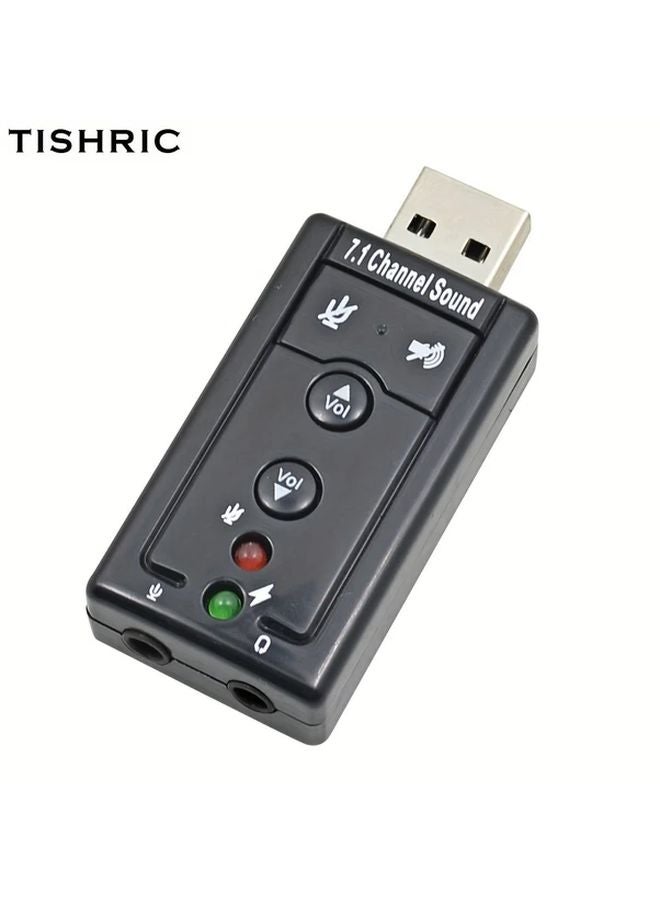 Black USB 7 1 Channel Sound Card with 3D Effects Virtual Audio Adapter for PC Laptop - Image 3