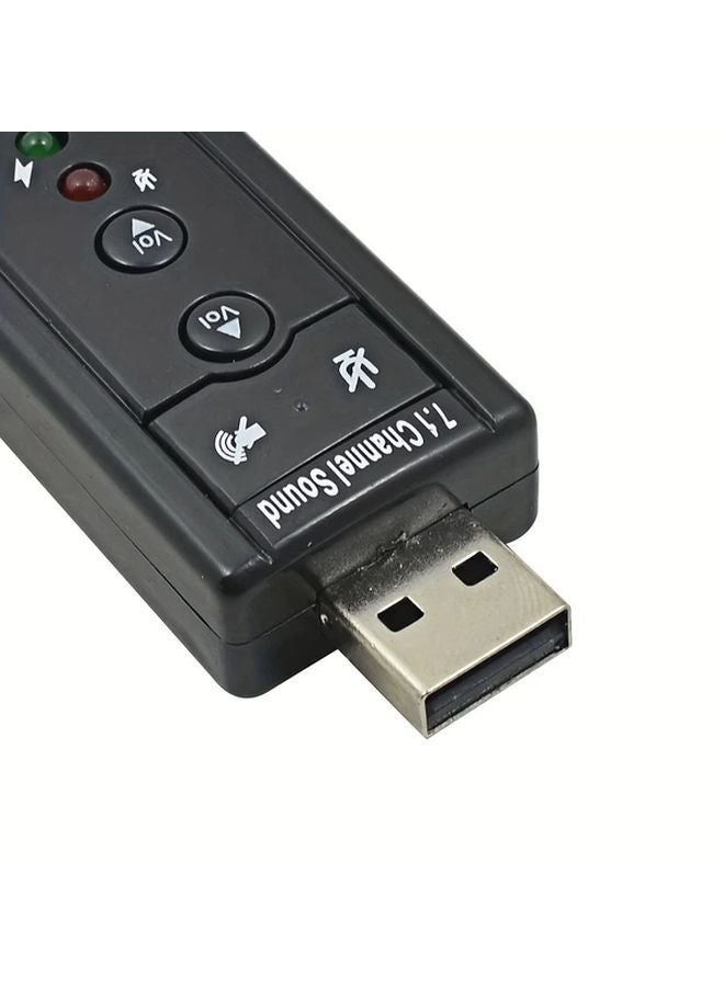 Black USB 7 1 Channel Sound Card with 3D Effects Virtual Audio Adapter for PC Laptop - Image 5