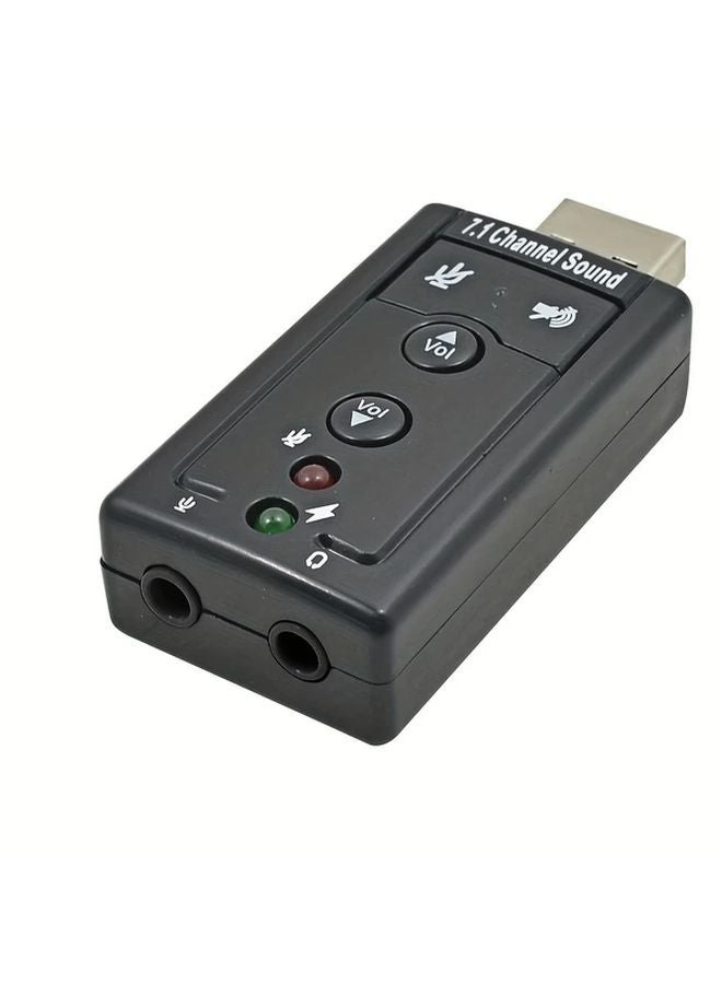 Black USB 7 1 Channel Sound Card with 3D Effects Virtual Audio Adapter for PC Laptop - Image 4