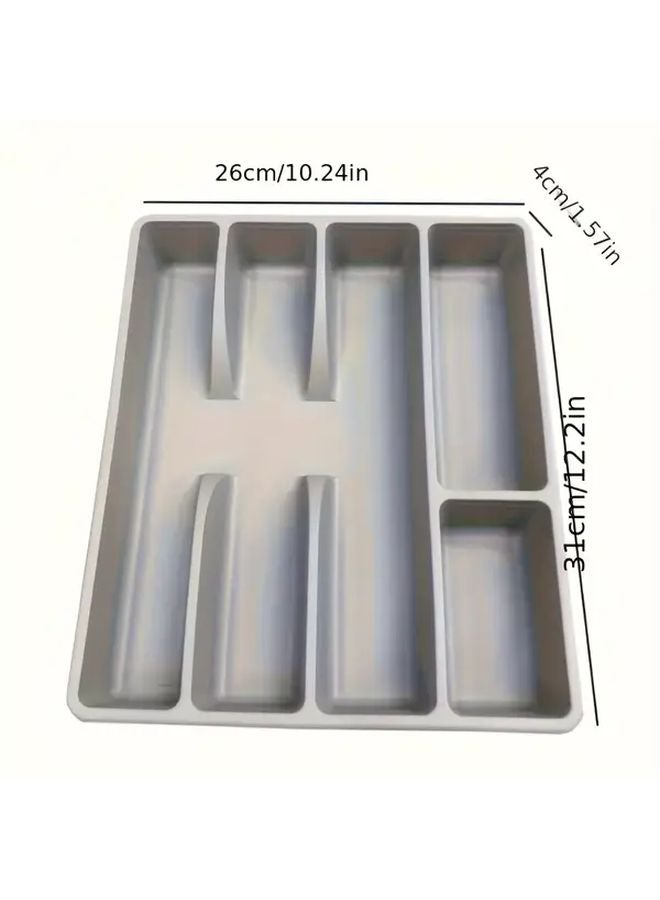 Grey Large Plastic Kitchen Cabinet Organizer Drawer Tray With Non Slip Compartments - Image 5