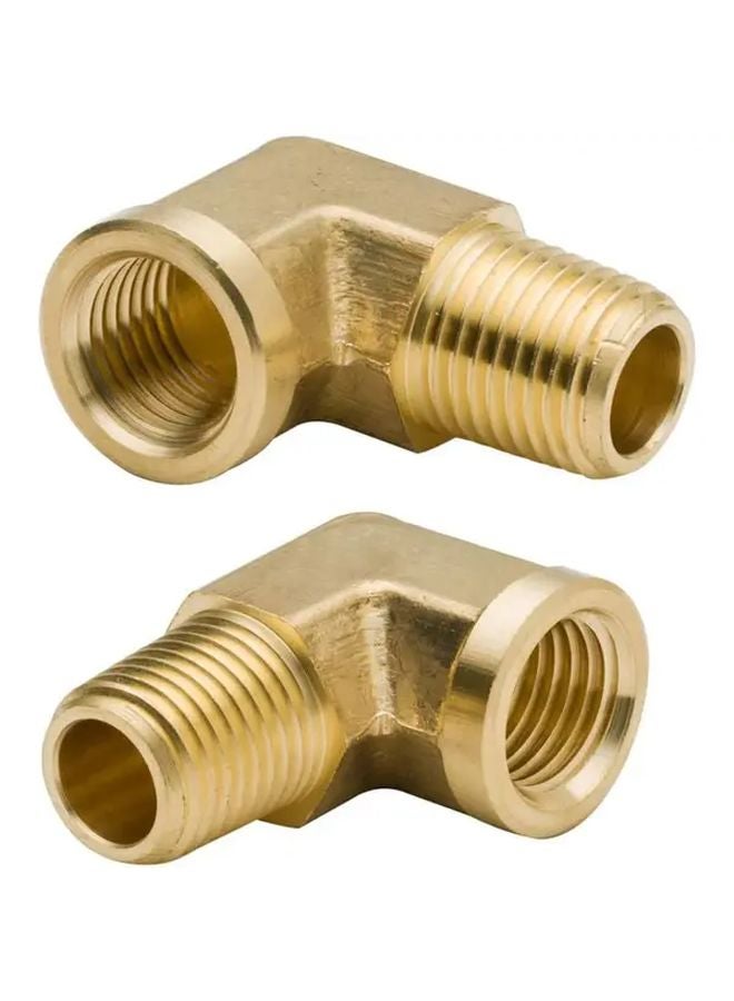 قطعتان 1 4 بوصة نحاسية وصلة زاوية 90 درجة NPT ذكر إلى أنثى تركيب الأنابيب - Image 1