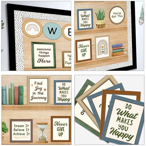 VABAMNA Welcome Back to School Bulletin Board Decorations, Boho Classroom Decor, Greenery Plant Bookshelf Inspirational Affirmation Cutouts for Teacher Welcome School Supplies Classroom Door Wall Decor - Image 5