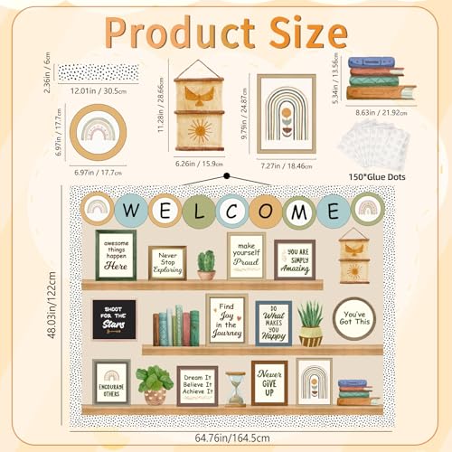 VABAMNA Welcome Back to School Bulletin Board Decorations, Boho Classroom Decor, Greenery Plant Bookshelf Inspirational Affirmation Cutouts for Teacher Welcome School Supplies Classroom Door Wall Decor - Image 3