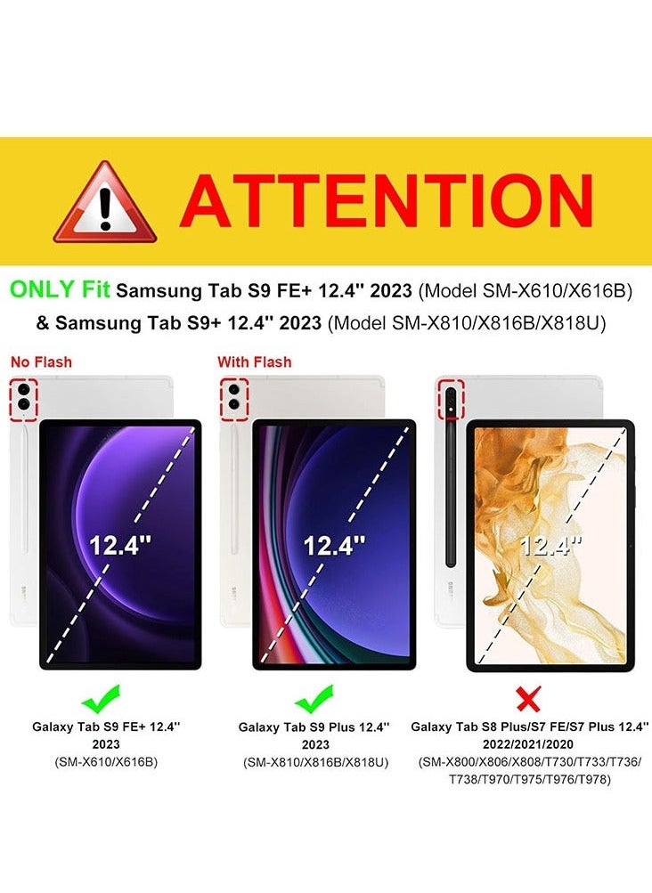 General - Samsung Galaxy Tab S9 Plus /S9FE Plus 12.4-inch 2023 Keyboard Case (SM-X610X616B) (SM-X810/X816B/X818U) with S Pen Holder Slim Stand Cover Bluetooth Wireless Keyboard - Image 1