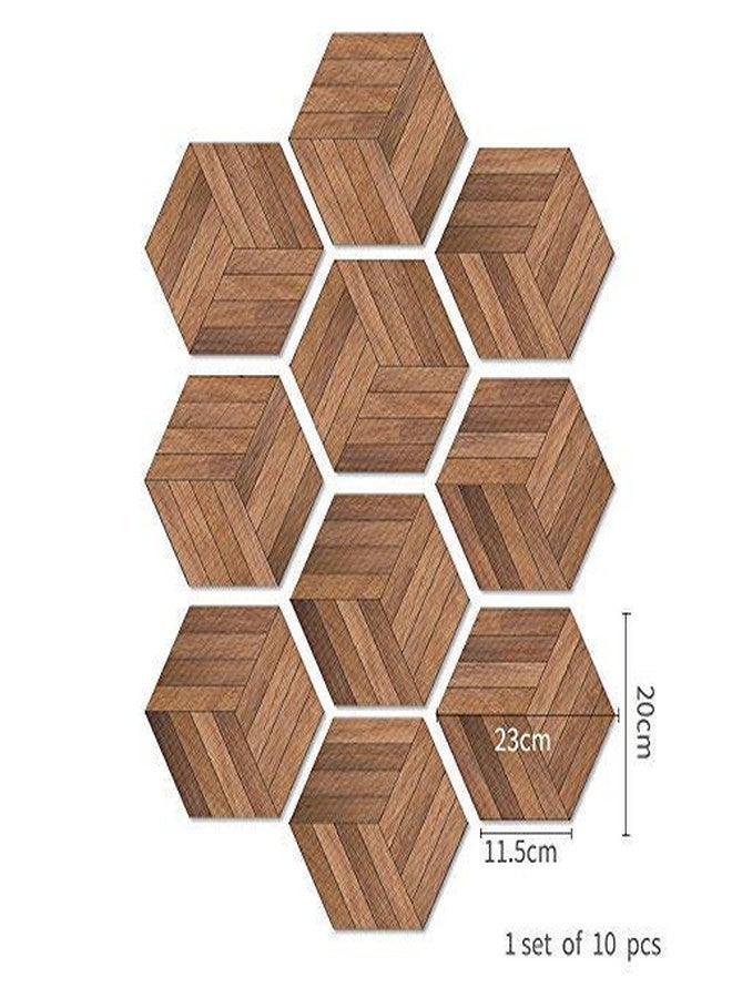 ١٠ قطع من ملصقات الأرضيات الفينيلية السداسية غير القابلة للانزلاق لتزيين المنزل، ملصقات ورق جدران ذاتية اللصق سهلة التقشير واللصق لغرفة المعيشة والمطبخ والحمام، ٧٫٩ × ٩٫١ بوصة، ٠٧٦ - Image 2