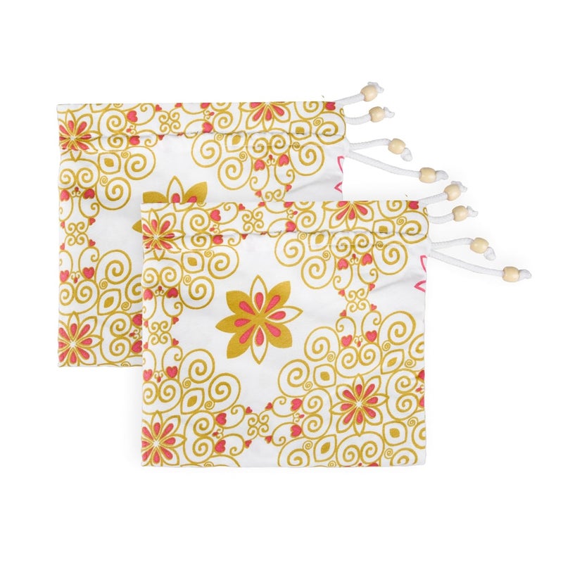 Kuber Industries Kuber Industries Pack of 6 Bolster Cover Cotton Bolster Cover Set Diwan Bolster Cushion Pillow Covers Bed Side Long Pillow Case Rangoli Masand Cover 16x32 Inch White Orange  - Image 4