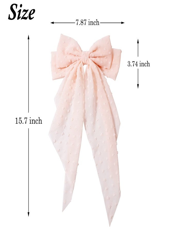 LAPOHI 3 Pieces Large Hair Bows with Long Tail for Women and Girls - Big Plain Color Bowknot Barrettes in Bright Colors - Image 3