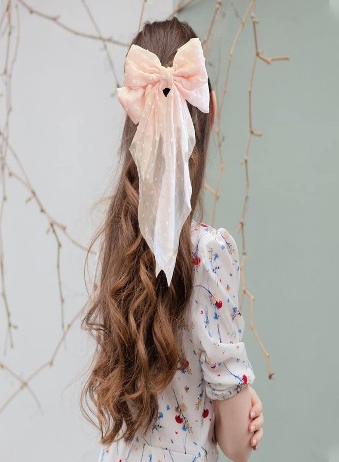 LAPOHI 3 Pieces Large Hair Bows with Long Tail for Women and Girls - Big Plain Color Bowknot Barrettes in Bright Colors - Image 4