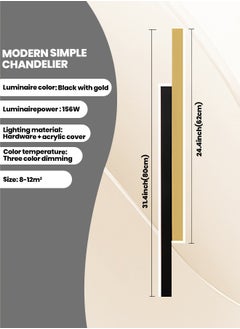 YATAI LIGHTING Wall Light Long Strip Wall Sconce, Iron LED Wall Lantern Indoor Wall Light Home Wall Luminaire Simple Wall Mounted Light Lamp for Living Room Bedroom Home Bedside Decor Lamp (Gold-Black, 80CM)  - Image 2