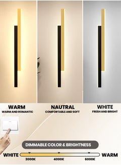YATAI LIGHTING Wall Light Long Strip Wall Sconce, Iron LED Wall Lantern Indoor Wall Light Home Wall Luminaire Simple Wall Mounted Light Lamp for Living Room Bedroom Home Bedside Decor Lamp (Gold-Black, 80CM)  - Image 3