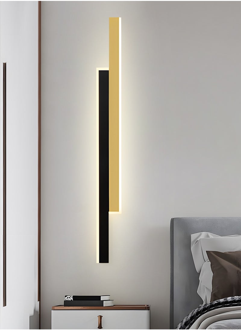 YATAI LIGHTING مصباح حائط طويل بشريط حائط، مصباح حائط LED حديدي، مصباح حائط داخلي، مصباح حائطي بسيط مثبت على الحائط لغرفة المعيشة وغرفة النوم والمنزل، مصباح ديكور بجانب السرير (ذهبي-أسود، 80 سم)  - Image 5