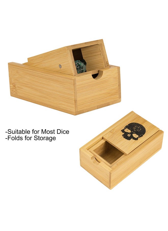cusdie Cusdie Bamboo Dice Tower Foldable Wooden Die Roller Castle Rolling Case for Dungeons and Dragons, Board Game, D&D, RPG(Skull)  - Image 3