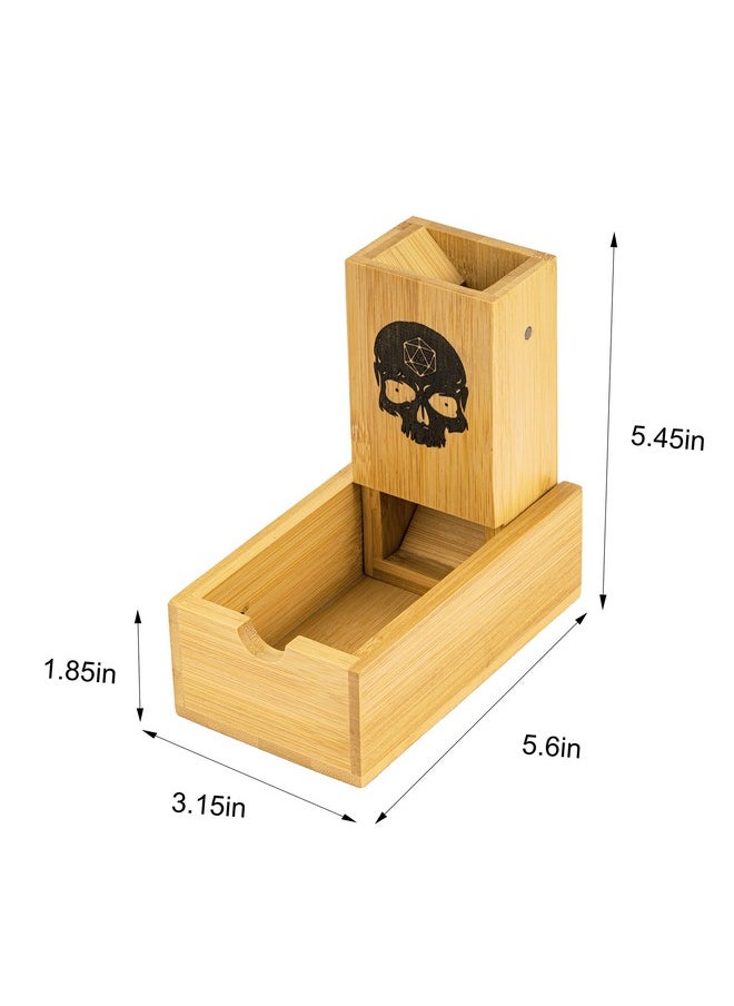 cusdie Cusdie Bamboo Dice Tower Foldable Wooden Die Roller Castle Rolling Case for Dungeons and Dragons, Board Game, D&D, RPG(Skull)  - Image 5