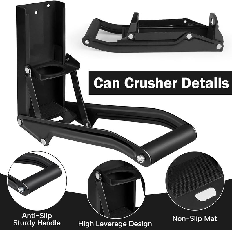 GYE 16 oz Metal Aluminum Can Crusher, Wall Mounted Heavy Duty Smasher for Aluminum Seltzer, Soda, Beer Cans And Bottles for Recycling, Gadgets for Home (Black) - Image 2