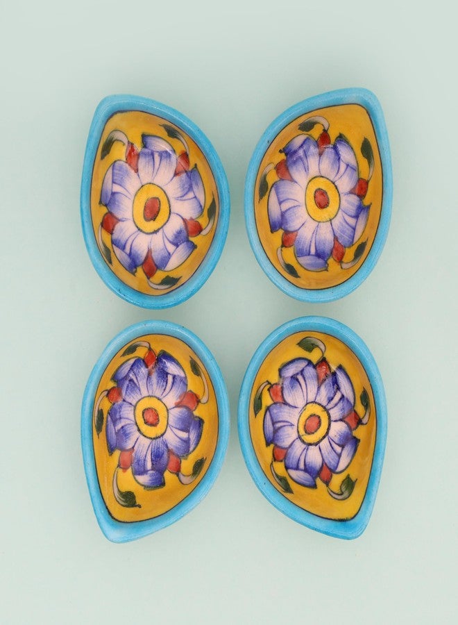 Natriel Handmade Blue Pottery Diya Diyas Earthen Assorted Colorful Diwali Decoration Puja Handpainted Home Indoor Outdoor Design Handmade Mix Color (Design-28) - Image 3