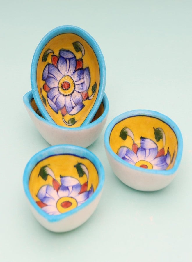 Natriel Handmade Blue Pottery Diya Diyas Earthen Assorted Colorful Diwali Decoration Puja Handpainted Home Indoor Outdoor Design Handmade Mix Color (Design-28) - Image 5