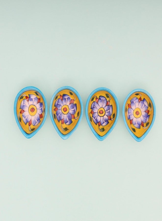 Natriel Handmade Blue Pottery Diya Diyas Earthen Assorted Colorful Diwali Decoration Puja Handpainted Home Indoor Outdoor Design Handmade Mix Color (Design-28) - Image 4