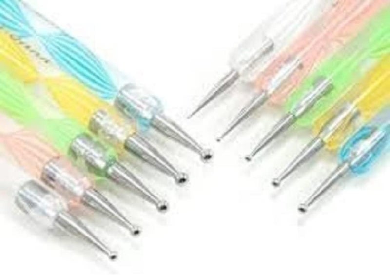 X10 2 WAY NAIL ART MARBLEIZING CRYSTAL PAINT DOTTING PENS TOOL SET KIT DESIGN