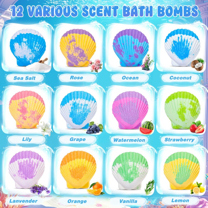 Toylink Ocean Bath Bombs for Kids with Toys Inside, 12 Pack Kids Shell Bath Bombs with Surprise Sea Animal Toys for Boys Girls Handmade Bubble Bath Fizzies Birthday Christmas Gift Set - Image 3