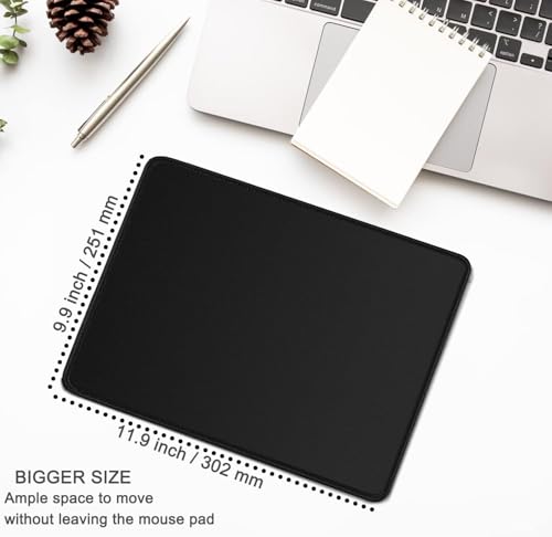 Naukay Mouse pad, Gaming Mouse pad Durable Stitched Edge, Premium-Textured Water Resist Mousepad, Non-Slip Rubber Base Mouse Pads for Computers, Laptop, Gaming, Home, Office, 11.8 x 9.9 in, Black - Image 4