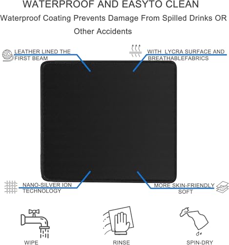 Naukay Mouse pad, Gaming Mouse pad Durable Stitched Edge, Premium-Textured Water Resist Mousepad, Non-Slip Rubber Base Mouse Pads for Computers, Laptop, Gaming, Home, Office, 11.8 x 9.9 in, Black - Image 3