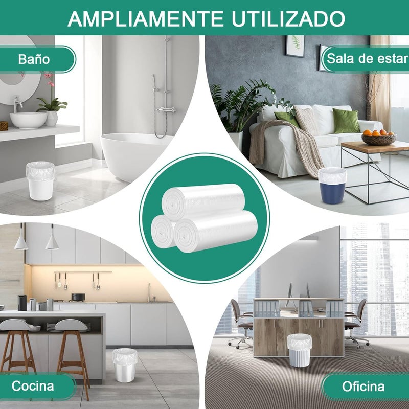 أكياس قمامة شفافة بسعة 2 جالون (300 قطعة)، أكياس قمامة بلاستيكية متعددة الاستخدام، أكياس قمامة غير قابلة للتسرب، أكياس صغيرة، أكياس قمامة للمحمام - Image 4