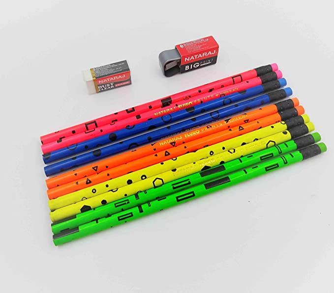 NATARAJ Nataraj fluro prints Pencils Round Shape Body for Strong Grip Multipal colour look for executives Easy Sharpening Good Handwriting Free Sharpener Superior lead quality Pack of 10 - Image 4