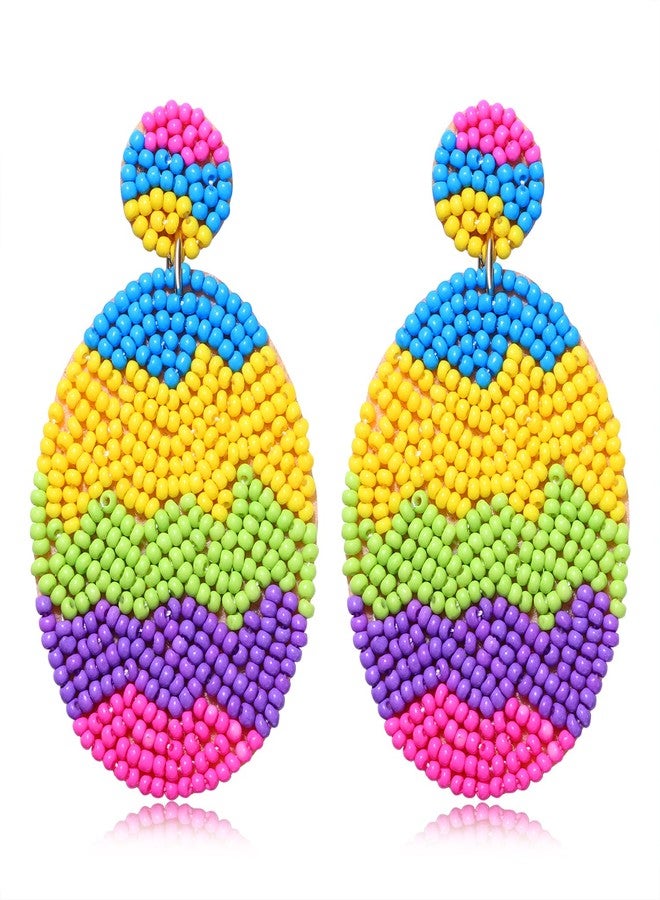 ARATLENCH Easter Earrings for Women Boho Colorful Hypoallergenic Easter Egg Beaded Dangling Earrings Cute Spring Birthday Party Jewelry Accessory Gift - Image 1