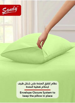 Sandy Sandy Premium Hotel Quality Fitted Sheet and Pillow Cases, Bed Sheet 3 Pieces Set, Soft & Breathable and Cooling, King Size 200 x 200 cm, Green Apple  - Image 4