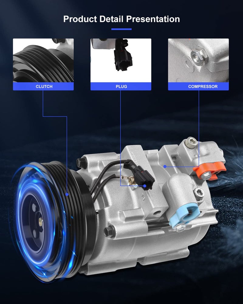 ECCPP ضاغط تكييف ECCPP 2001-2006 مناسب لهيونداي سانتا في 2.7 لتر مع قابض - Image 4