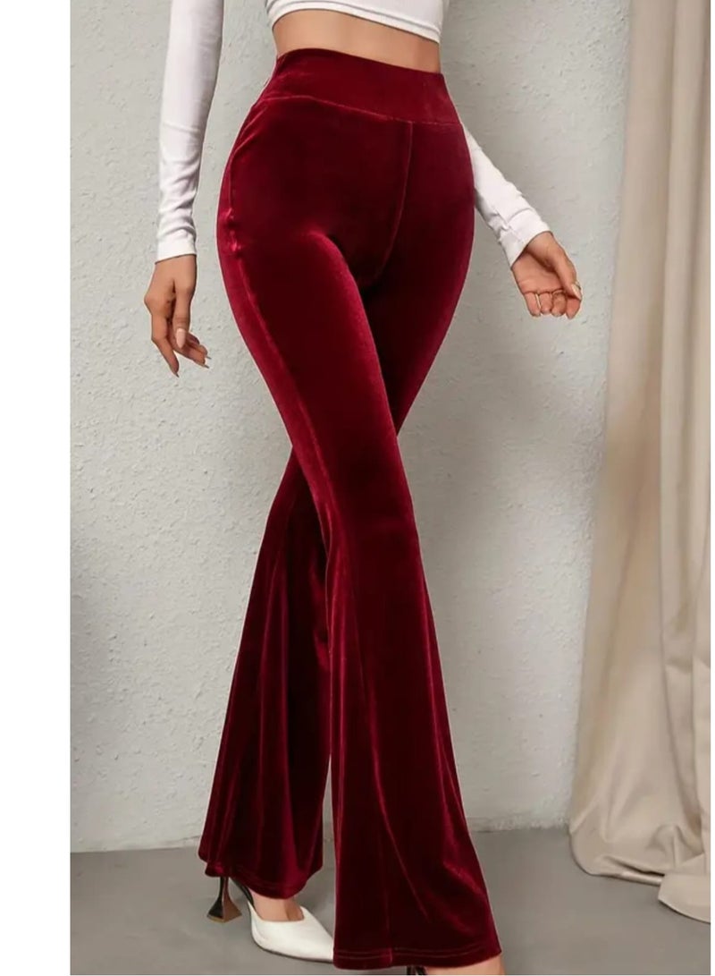 هنادى بنطلون حريمي قطيفة شتوي بوسط عالي وأرجل واسعة – تصميم أنيق وعصري HN 6058 - Image 1