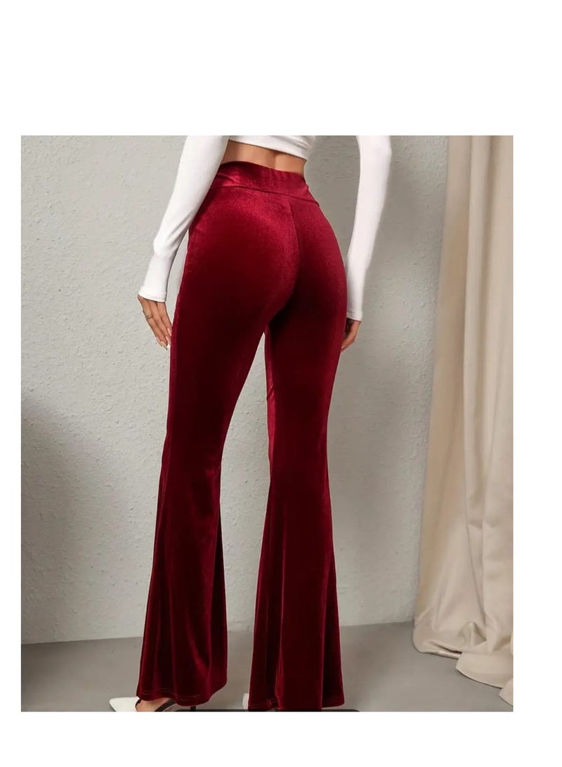 هنادى بنطلون حريمي قطيفة شتوي بوسط عالي وأرجل واسعة – تصميم أنيق وعصري HN 6058 - Image 2