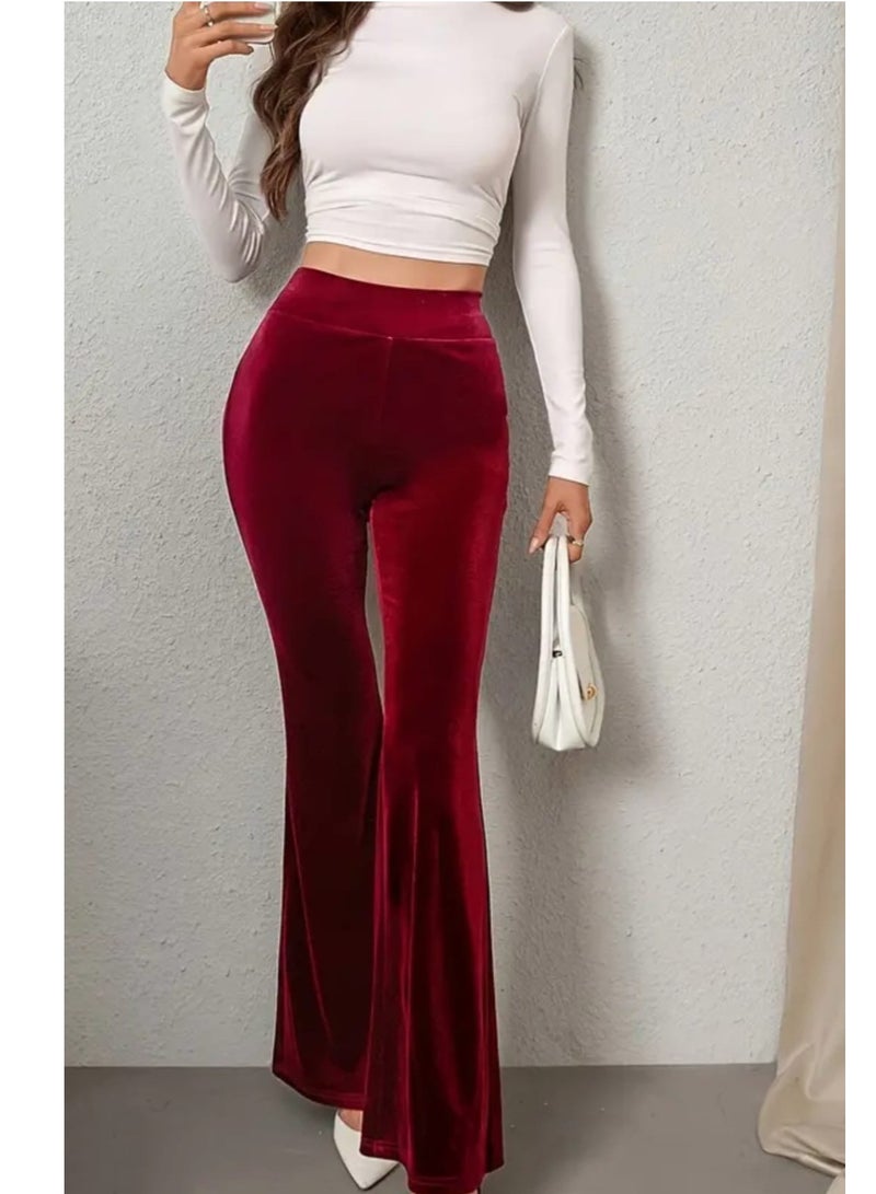 هنادى بنطلون حريمي قطيفة شتوي بوسط عالي وأرجل واسعة – تصميم أنيق وعصري HN 6058 - Image 3