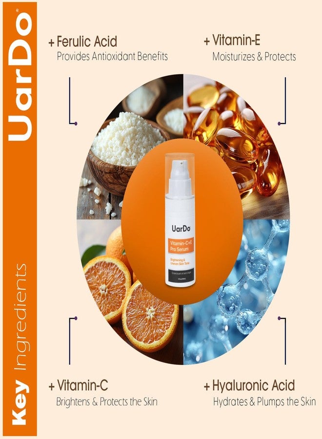 Uardo Vitamin-C+E Pro Serum 1 Fl Oz/ 30 ml - usn101 | Anti-Aging | Helps w/Wrinkles, Dark Spots & Fine Lines | Improve Skin Texture & Evens Out Tone | For Women and Men - Image 4
