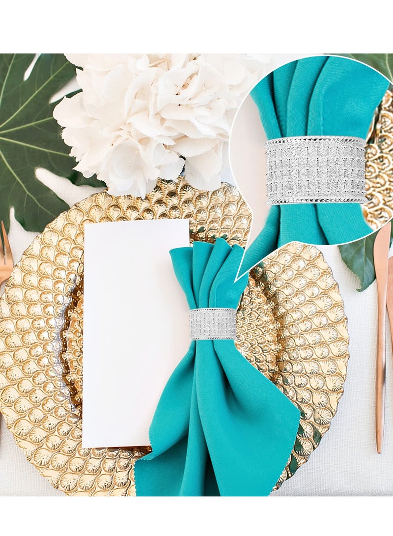 Excefore Napkin Ring Set of 6 Silver Stainless Steel Bead Side Metal Napkin Holder Ring Simple Creative Napkin Buckle European Metal Napkin Ring for Dining Anniversary Birthday Party of Table Setting - Image 4