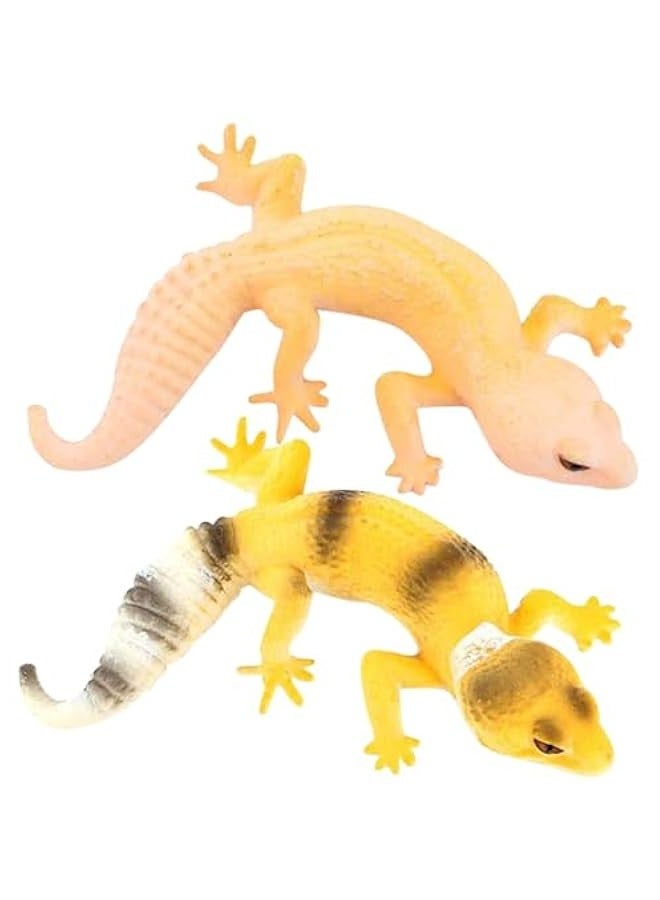 general 2pcs Simulation Gecko Miniature Animals Tablescape Decor Toys for Toddler Fake Reptile Plastic Lizard Statues Tricky Gecko Toys PVC Animal Figures Lizard Cognitive Model Toy Lizard Crawl - Image 1