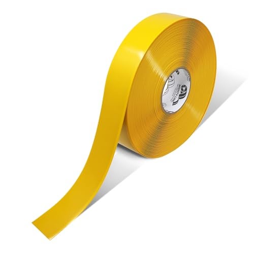 Mighty Line Solid Floor Marking Tape for Safety, Caution, Warning, Heavy-Duty, Peel and Stick Adhesive, Beveled Edge Design, Industrial Quality, 6 inch, 100' Roll, Yellow - Image 1