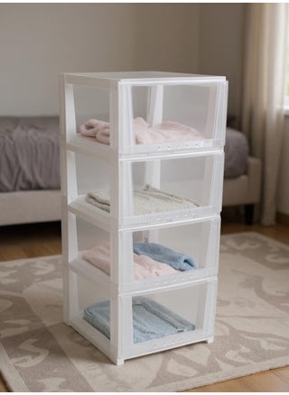 Chest of 4 Drawers Plastic, Easy to Install, High Quality, Big Size 42x84x34 cm, White/Clear - pzsku/Z4BA65ED512D1C6964486Z/45/1753014952/1ffffd78-ea6a-449a-871a-98ca79ba4890
