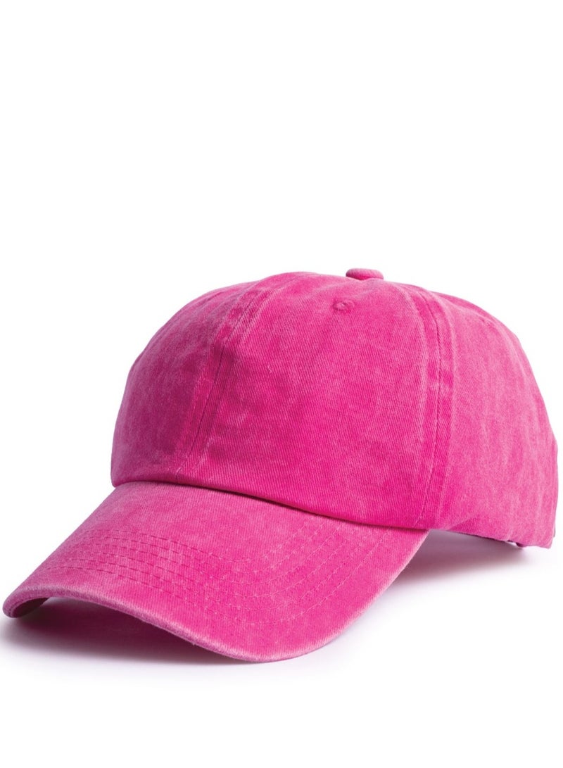 ايه ار سابلاي Ar Washed Cap من Arij Bags | كاب كاجوال للجنسين، قطن مغسول بملمس ناعم، قابل للتهوية، خفيف، حزام قابل للتعديل للاستخدام اليومي (فوشيا) - Image 1