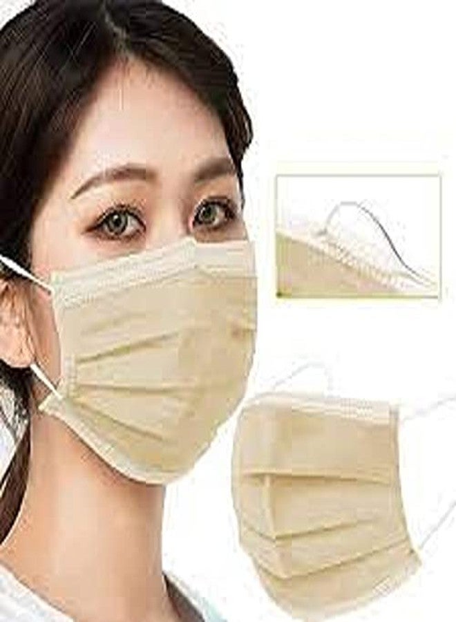 WELLSTAR 4PLY Disposable, Water Resistant Surgical Mask With Melt Blown Fabric Layer for Men,Women,Child,Beige Colour Pack of 50 - Image 2
