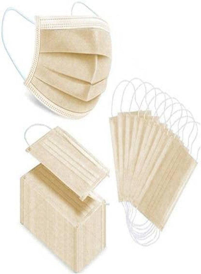 WELLSTAR 4PLY Disposable, Water Resistant Surgical Mask With Melt Blown Fabric Layer for Men,Women,Child,Beige Colour Pack of 50 - Image 1