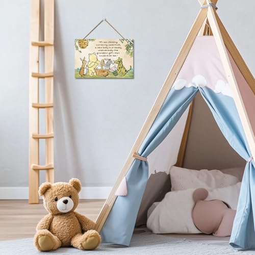 Hatzelou 1PCS Classic Winnie Baby Shower Centerpiece, Winnie Quotes Wall Hanging Sign, the Pooh Wall Sign Gifts, Adorable Winnie Sign for Home Bedroom Nursery, Perfect for Baby Shower Party Decor - Image 5