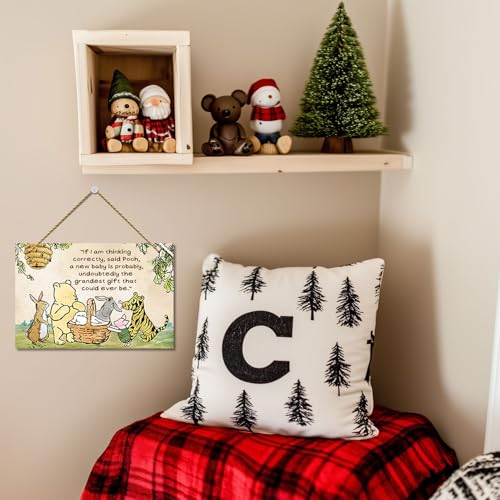 Hatzelou 1PCS Classic Winnie Baby Shower Centerpiece, Winnie Quotes Wall Hanging Sign, the Pooh Wall Sign Gifts, Adorable Winnie Sign for Home Bedroom Nursery, Perfect for Baby Shower Party Decor - Image 4