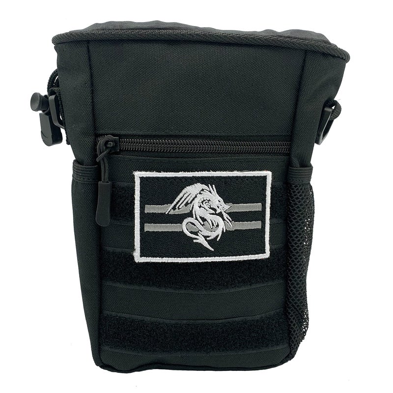 Luck Lab DND Drawstring Dice Bag with Removable Dragon Patch Multiple Pockets and Large Dice Storage Area 200 dice for Dungeons and Dragons ddRPG MTG and All Table Top Gaming Black - Image 2