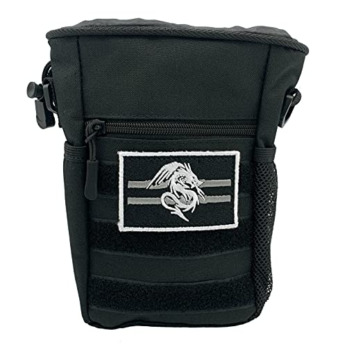 Luck Lab DND Drawstring Dice Bag with Removable Dragon Patch Multiple Pockets and Large Dice Storage Area 200 dice for Dungeons and Dragons ddRPG MTG and All Table Top Gaming Black - Image 1