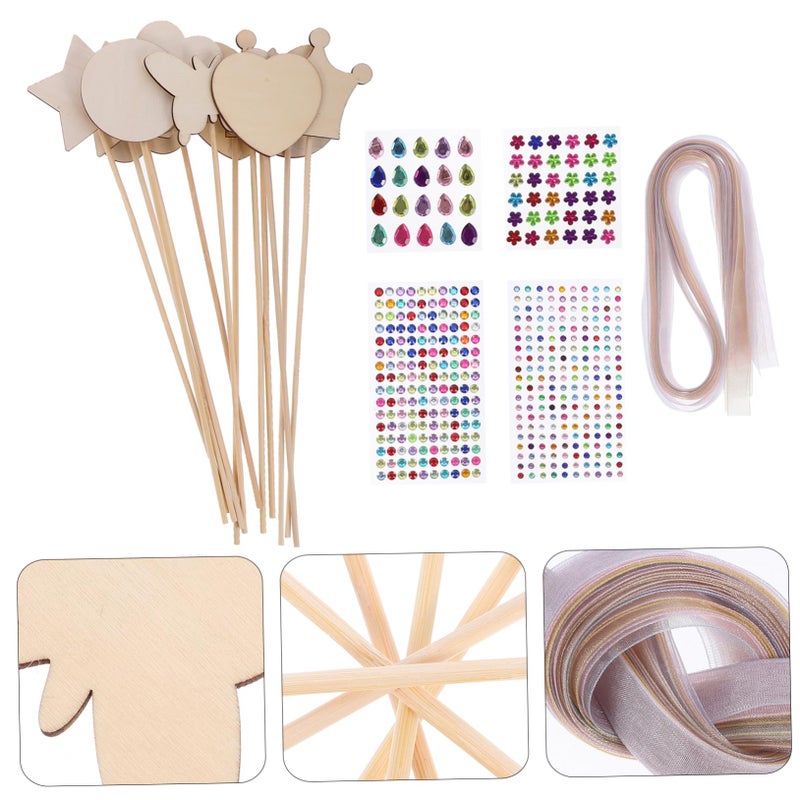DIY Unfinished Fairy Graffiti Craft Sticks For Painting With Ribbons And Stickers - Image 4