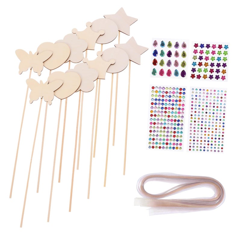 DIY Unfinished Fairy Graffiti Craft Sticks For Painting With Ribbons And Stickers - Image 2