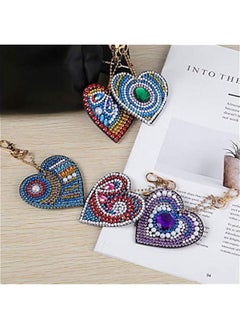 Generic 5PCS Diamond Painting Keychain -5D Diamond Painting Kits for Kids & Adult Paint with Diamonds by Numbers Love Heart Pendant Art Craft Key Ring  - Image 2