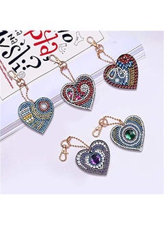 Generic 5PCS Diamond Painting Keychain -5D Diamond Painting Kits for Kids & Adult Paint with Diamonds by Numbers Love Heart Pendant Art Craft Key Ring  - Image 4